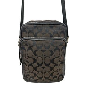 Vintage  COACH Signature 4270 Logo Canvas Camera/Flight Bag sling Black Rare